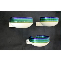 SET 3 LAMPADA PARETE LEUCOS Febo DESIGN Toso Pamio WALL LAMP MURANO GLASS 60/70s