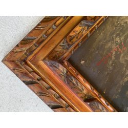 GRANDE ANTICO DIPINTO OLIO F. Sacchetti  PAESAGGIO MONTANO DOLOMITI ALPEGGIO 900