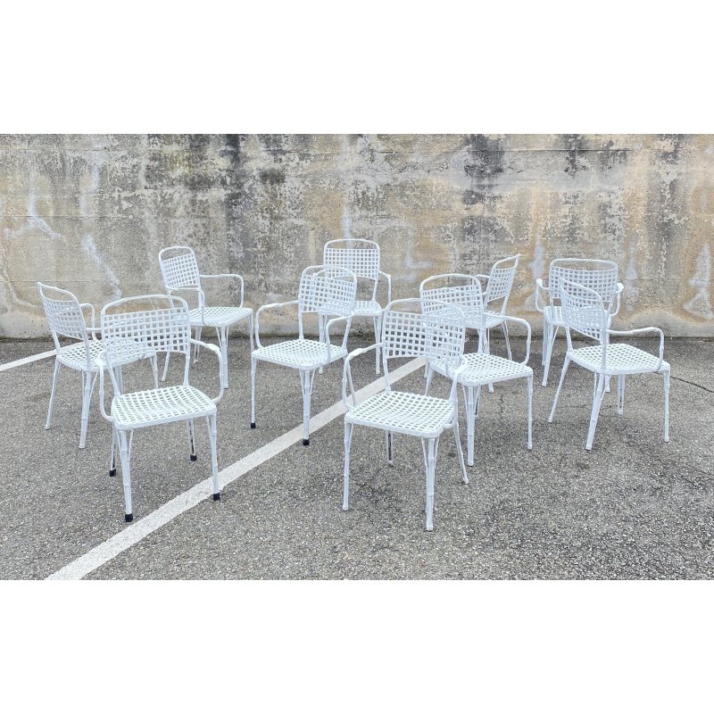 SET 10 SEDIE DA GIARDINO ANNI 70 F.A.I.M. Italia ALLUMINIO PRESSOFUSO OUT CHAIR