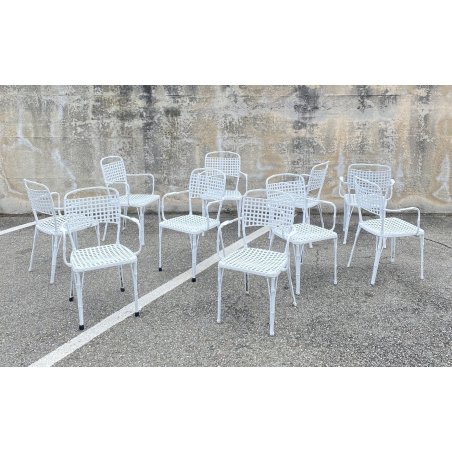 SET 10 SEDIE DA GIARDINO ANNI 70 F.A.I.M. Italia ALLUMINIO PRESSOFUSO OUT CHAIR