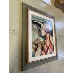 DIPINTO OLIO TELA Brescianini da Rovato "Figure" RITRATTO DONNA CON CAPPELO '900