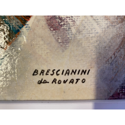 DIPINTO OLIO TELA Brescianini da Rovato "Figure" RITRATTO DONNA CON CAPPELO '900