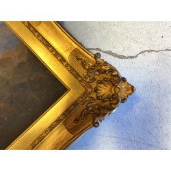 ANTICO DIPINTO OLIO Gino De Lai VEDUTA PAESAGGIO ALPINO MONTAGNA CONTADINA '900