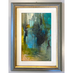 QUADRO DIPINTO OLIO Mario Tosi  COMPOSIZIONE ASTRATTA PESCI BRICOLE VENEZIA '900