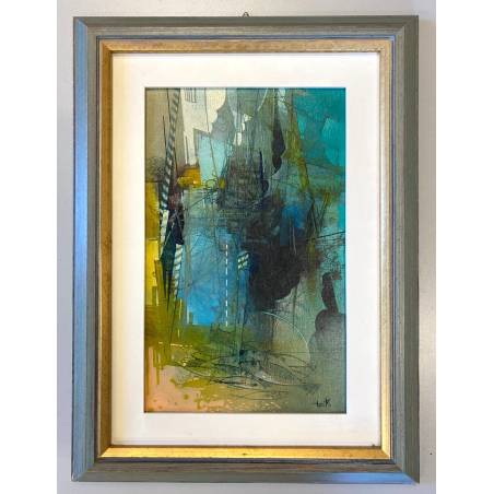 QUADRO DIPINTO OLIO Mario Tosi  COMPOSIZIONE ASTRATTA PESCI BRICOLE VENEZIA '900