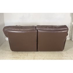 DIVANO Frau DUE POSTI Tito Agnoli Poppy DESIGN 1970 LEGNO PELLE ITALY SPACE AGE