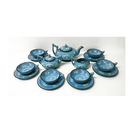 ANTICO SERVIZIO TÈ MENGARONI MAP PESARO CERAMICA DIPINTA DESIGN EPOCA 1940