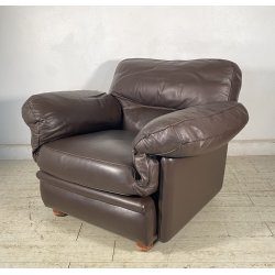 POLTRONA Frau Tito Agnoli MOD. Poppy DESIGN 1970 LEGNO PELLE ITALY SPACE AGE