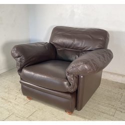 POLTRONA Frau Tito Agnoli MOD. Poppy DESIGN 1970 LEGNO PELLE ITALY SPACE AGE