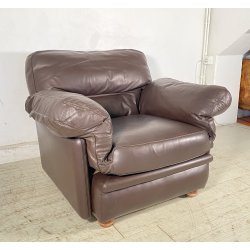 POLTRONA Frau Tito Agnoli MOD. Poppy DESIGN 1970 LEGNO PELLE ITALY SPACE AGE