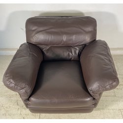 POLTRONA Frau Tito Agnoli MOD. Poppy DESIGN 1970 LEGNO PELLE ITALY SPACE AGE