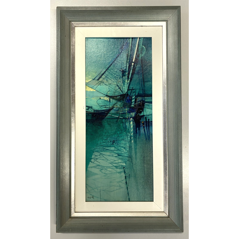 QUADRO DIPINTO OLIO ASTRATTO Mario Tosi  COMPOSIZIONE PESCI BRICOLE VENEZIA '900