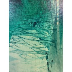 QUADRO DIPINTO OLIO ASTRATTO Mario Tosi  COMPOSIZIONE PESCI BRICOLE VENEZIA '900