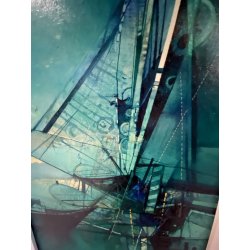 QUADRO DIPINTO OLIO ASTRATTO Mario Tosi  COMPOSIZIONE PESCI BRICOLE VENEZIA '900