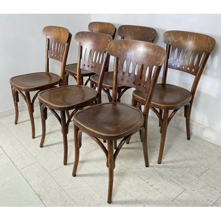 SET 6 SEDIE VINTAGE LEGNO FAGGIO ANNI 30 MADE IN ITALY SALA DA PRANZO OSTERIA 