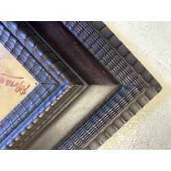 GRANDE ANTICO DIPINTO OLIO SCORCIO BORGO MONTANO CORNICE GUILLOCHE epoca '800