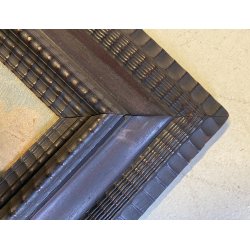 GRANDE ANTICO DIPINTO OLIO SCORCIO BORGO MONTANO CORNICE GUILLOCHE epoca '800