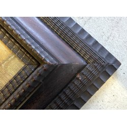 GRANDE ANTICO DIPINTO OLIO SCORCIO BORGO MONTANO CORNICE GUILLOCHE epoca '800