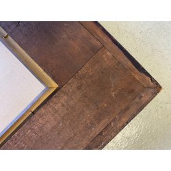 GRANDE ANTICO DIPINTO OLIO SCORCIO BORGO MONTANO CORNICE GUILLOCHE epoca '800