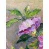 QUADRO DIPINTO OLIO N. Stucchi NATURA MORTA BOUQUET FIORI di IBISCO VIOLA '900