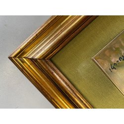 QUADRO DIPINTO OLIO N. Stucchi NATURA MORTA BOUQUET FIORI di IBISCO VIOLA '900
