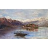 GRANDE QUADRO DIPINTO OLIO M. Pavesi "Isola Pescatori" PAESAGGIO LAGO MAGGIORE