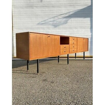 GRANDE CREDENZA VINTAGE STILE ICO PARISI SIDEBOARD ANNI 60 DESIGN TEAK ENFILADE
