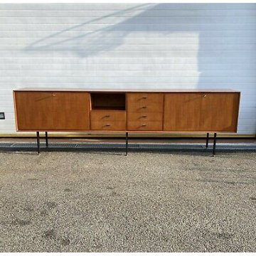 GRANDE CREDENZA VINTAGE STILE ICO PARISI SIDEBOARD ANNI 60 DESIGN TEAK ENFILADE