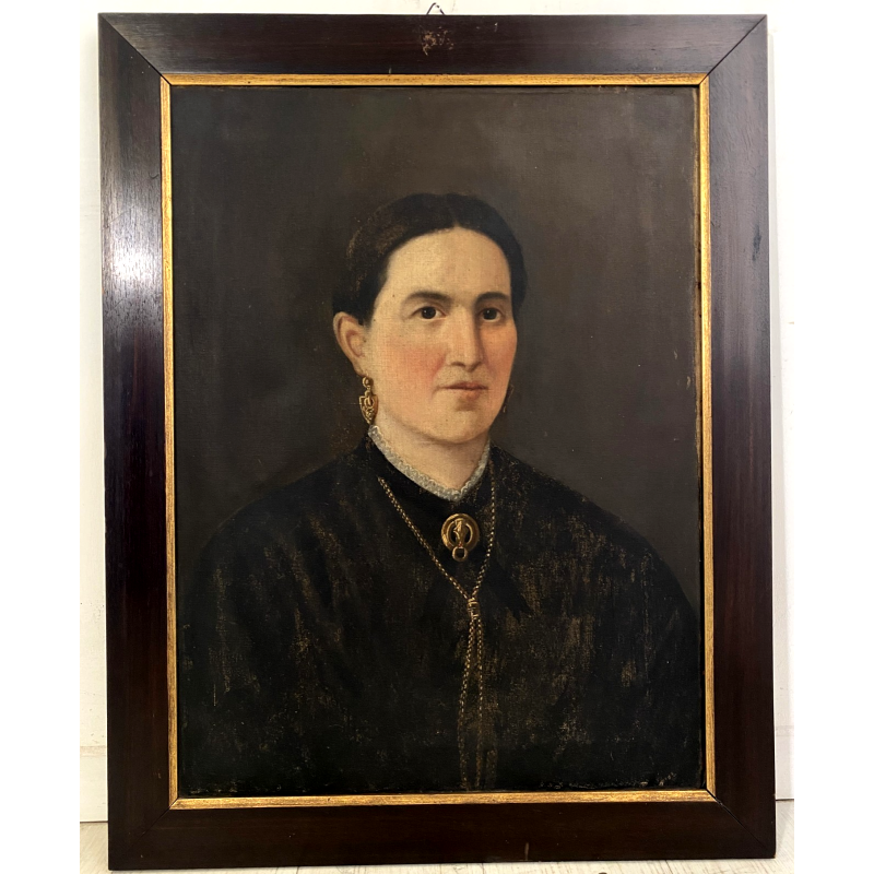 ANTICO DIPINTO OLIO TELA RITRATTO FEMMINILE NOBILDONNA SIGNORA EPOCA 800