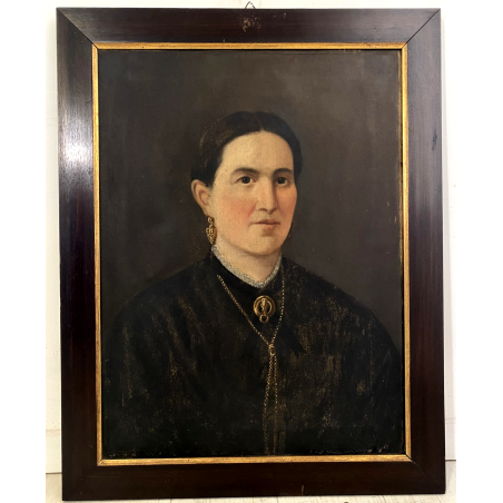 ANTICO DIPINTO OLIO TELA RITRATTO FEMMINILE NOBILDONNA SIGNORA EPOCA 800