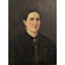 ANTICO DIPINTO OLIO TELA RITRATTO FEMMINILE NOBILDONNA SIGNORA EPOCA 800