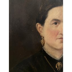 ANTICO DIPINTO OLIO TELA RITRATTO FEMMINILE NOBILDONNA SIGNORA EPOCA 800