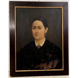 ANTICO DIPINTO OLIO TELA RITRATTO FEMMINILE SIGNORA NOBILDONNA EPOCA '800