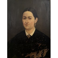 ANTICO DIPINTO OLIO TELA RITRATTO FEMMINILE SIGNORA NOBILDONNA EPOCA '800