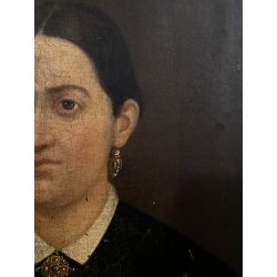 ANTICO DIPINTO OLIO TELA RITRATTO FEMMINILE SIGNORA NOBILDONNA EPOCA '800