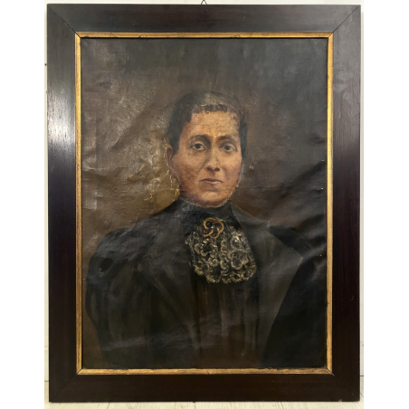 ANTICO DIPINTO OLIO TELA RITRATTO FEMMINILE GENTILDONNA SIGNORA EPOCA 800