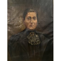 ANTICO DIPINTO OLIO TELA RITRATTO FEMMINILE GENTILDONNA SIGNORA EPOCA 800