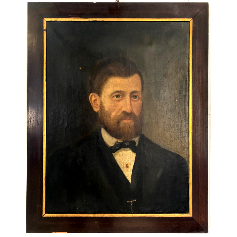 ANTICO DIPINTO OLIO TELA RITRATTO MASCHILE BORGHESE NOBILUOMO SIGNORE '800