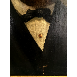 ANTICO DIPINTO OLIO TELA RITRATTO MASCHILE BORGHESE NOBILUOMO SIGNORE '800