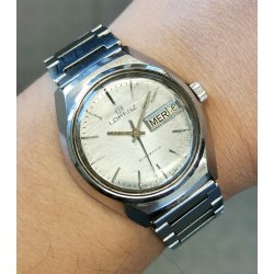 LORENZ AUTOMATIC Day Date 0557 OROLOGIO POLSO anni 70 Vintage Wrist Watch 3ATM