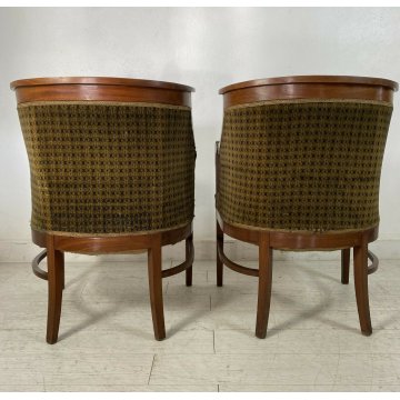 ANTICA COPPIA POLTRONA POZZETTO IMPERO POLTRONCINE BIDERMEIER MOGANO 1800 EPOCA