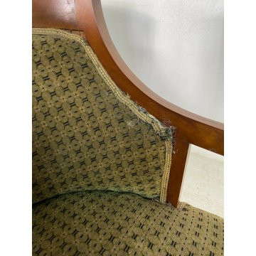 ANTICA COPPIA POLTRONA POZZETTO IMPERO POLTRONCINE BIDERMEIER MOGANO 1800 EPOCA