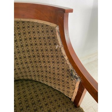 ANTICA COPPIA POLTRONA POZZETTO IMPERO POLTRONCINE BIDERMEIER MOGANO 1800 EPOCA