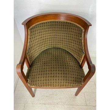 ANTICA COPPIA POLTRONA POZZETTO IMPERO POLTRONCINE BIDERMEIER MOGANO 1800 EPOCA