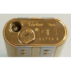 Must de Cartier ACCENDINO TASCA Santos VINTAGE LIGHTER BRIQUET argento oro BOX