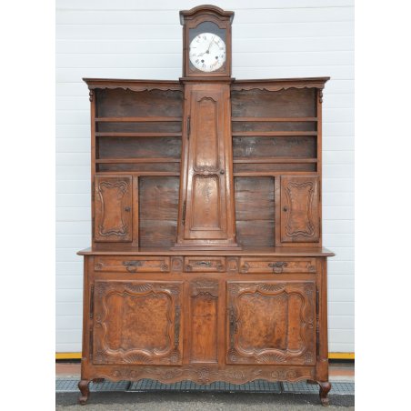 ANTICA CREDENZA ALZATA Luigi XV PROVENZALE MORBIER legno NOCE INTARSIATO 1800