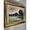 GRANDE QUADRO OLIO Bedo "Lago di Montorfano" PAESAGGIO LACUSTRE BRIANZA 1979