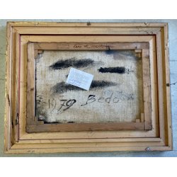 GRANDE QUADRO OLIO Bedo "Lago di Montorfano" PAESAGGIO LACUSTRE BRIANZA 1979