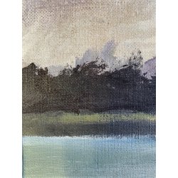 GRANDE QUADRO OLIO Bedo "Lago di Montorfano" PAESAGGIO LACUSTRE BRIANZA 1979