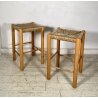 SET 2 SGABELLI DA BAR DESIGN ANNI 70 LEGNO PAGLIA COPPIA SEDIA SCANNO PERRIAND